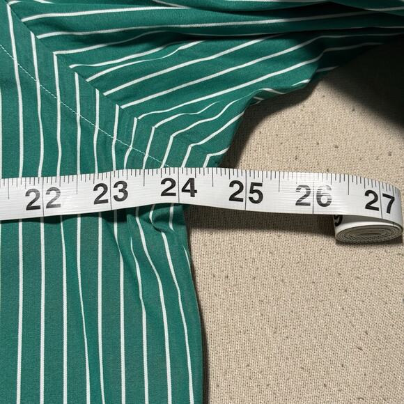 Vintage Ralph Lauren Button Down Shirt Custom Fit Mens XL Green White Striped - Picture 7 of 7